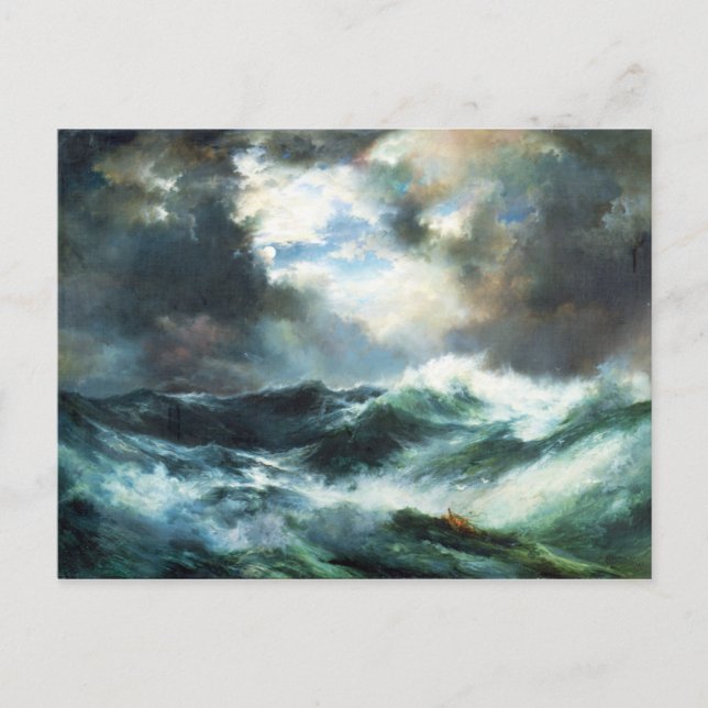 Månbelyst skeppsbrott på havet vykort (Framsida)