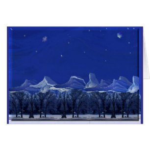 Månbelyst snöig natt hälsningskort