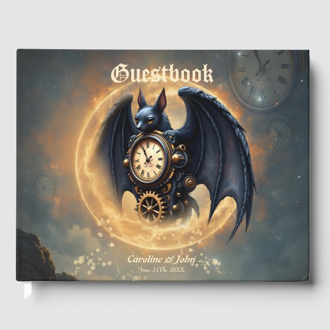 Månbelyst Tidshållare – Steampunkbäver Gästböcker (Framsida)