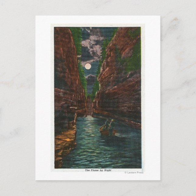 Månbelyst vy av floden vykort (Framsida)