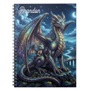 Månbelysta Celestiala Drakar Personliga Anteckningsbok