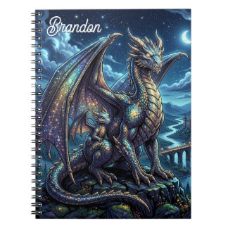 Månbelysta Celestiala Drakar Personliga Anteckningsbok