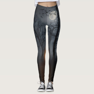 Månbelysta dimmiga skogen & fladdermöss gotiska Le Leggings