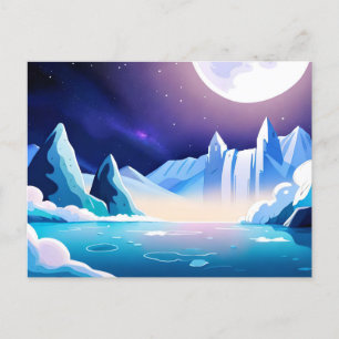Månbelysta glaciärer vykort