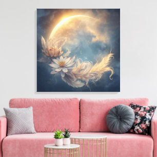 Månblomma Mandala Boho Väggkonst Canvastryck