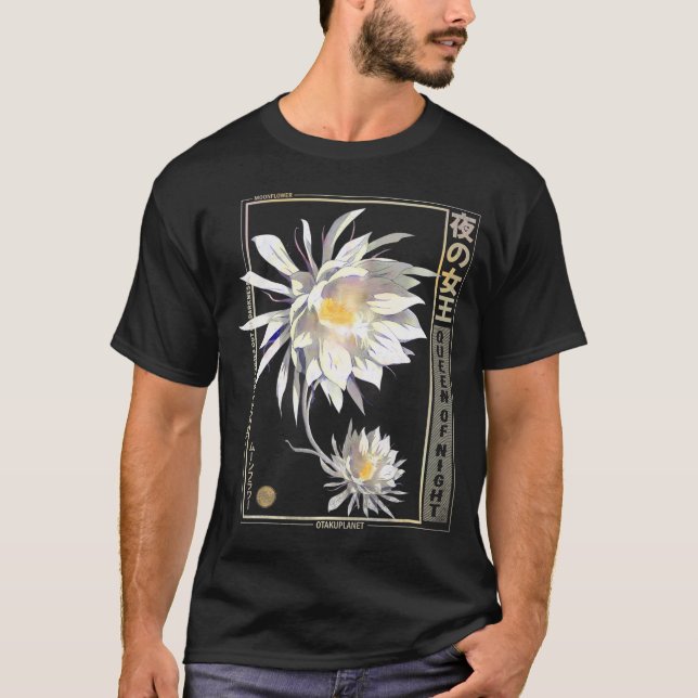 månblomma på japansk vinjettvåg (Vaporwave Anime F T Shirt (Framsida)