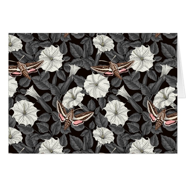 Månblommor och sfinxmånader 2 hälsningskort (Framsidan Horizontal)