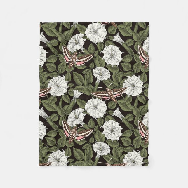 Månblommor och sfinxmånader fleecefilt (Framsidan)