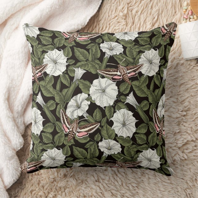 Månblommor och sfinxmånader kudde (Filt)