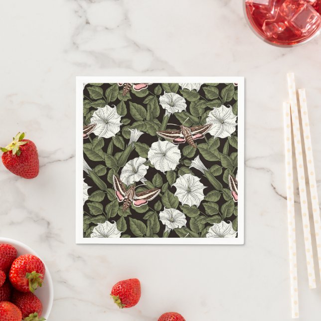 Månblommor och sfinxmånader pappersservett (Insitu)