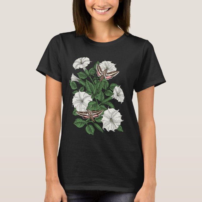 Månblommor och sfinxmånader T-Shirt (Framsida)