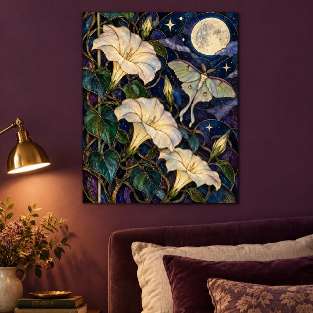 Månblomsdrivhus konsttryck poster (Unframed paper art print. All texture effects are printed. Room styling props are not included.)