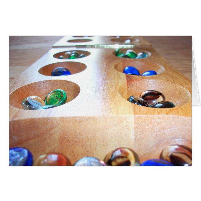 Mancala Board med Game Biet Hälsningskort (Framsidan Horizontal)