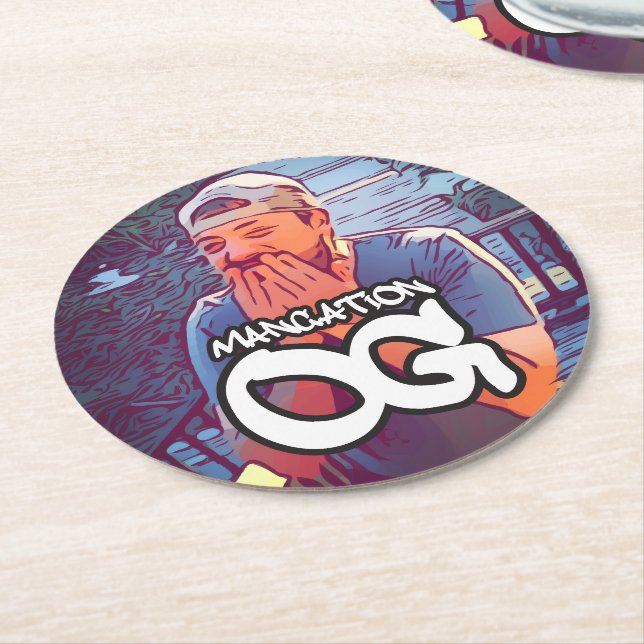 Mancation OG kustfartyg Underlägg Papper Rund (Vinklad)