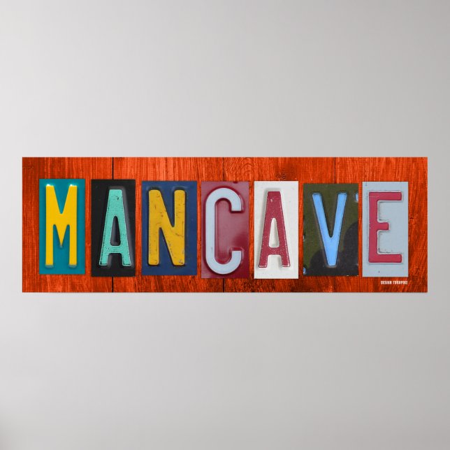 MANCAVE License Plate Art Ord Phrase Poster (Framsidan)