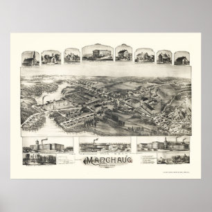 Manchaug panorama- karta för MORSOR - 1891 Poster