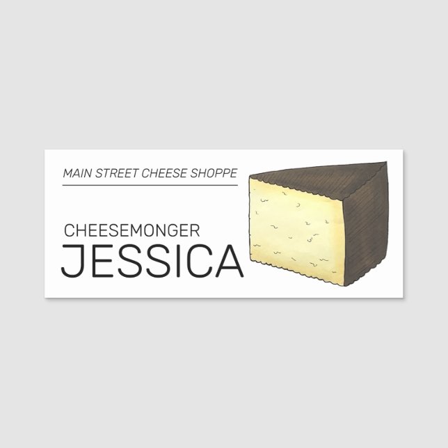 Manchego Spansk Cheese Shop Cheesemonger Wedge Namnbricka (Framsida)