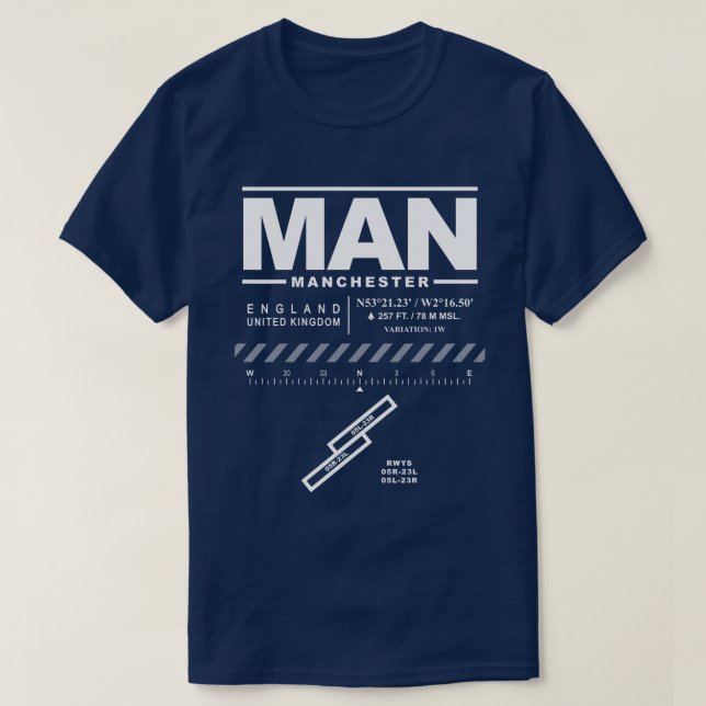 Manchester Airport MAN T-Shirt (Design framsida)