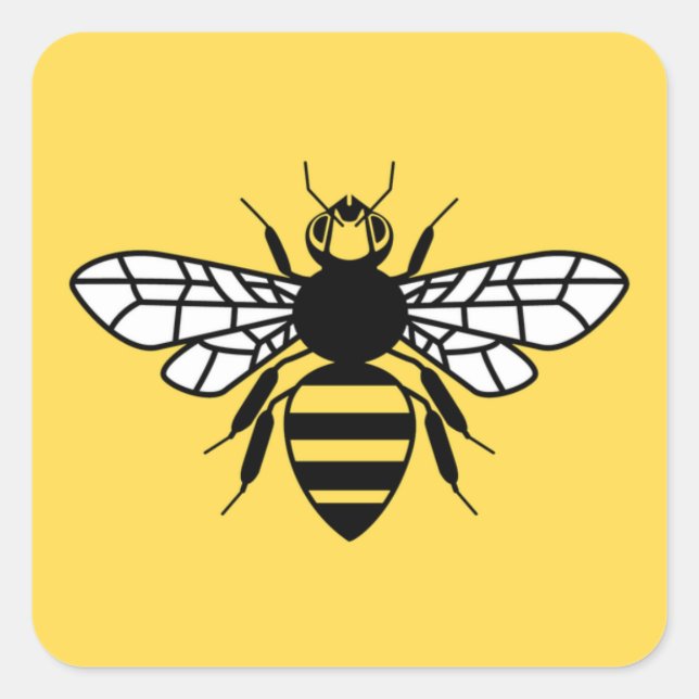 Manchester Bee Fyrkantigt Klistermärke (Framsida)