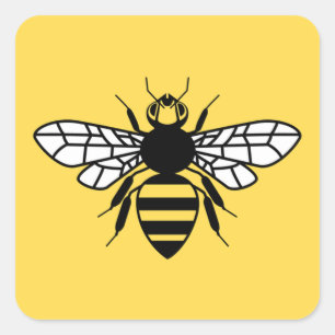 Manchester Bee Fyrkantigt Klistermärke