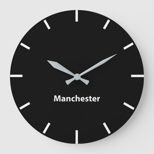 Manchester Black Ansikte Time Zon Newsroom Wall Stor Klocka (Framsida)