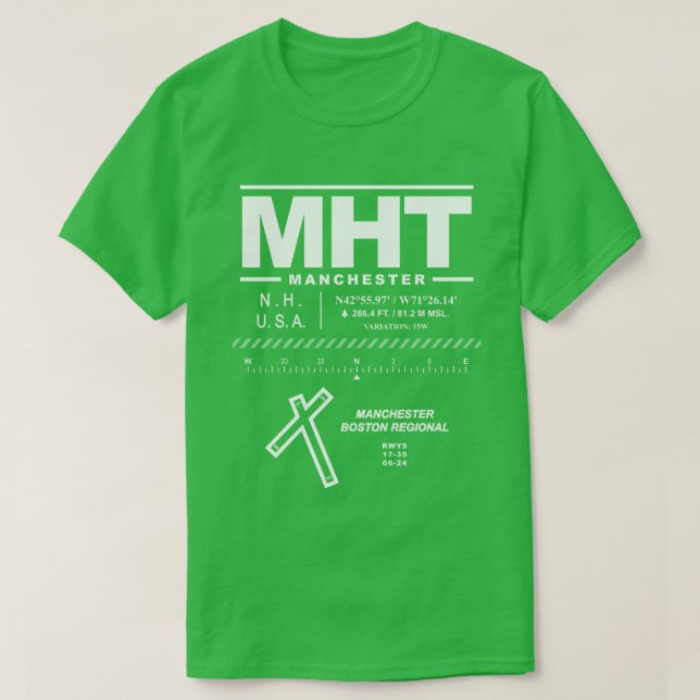Manchester-Boston Regional Airport MHT T Shirt (Design framsida)