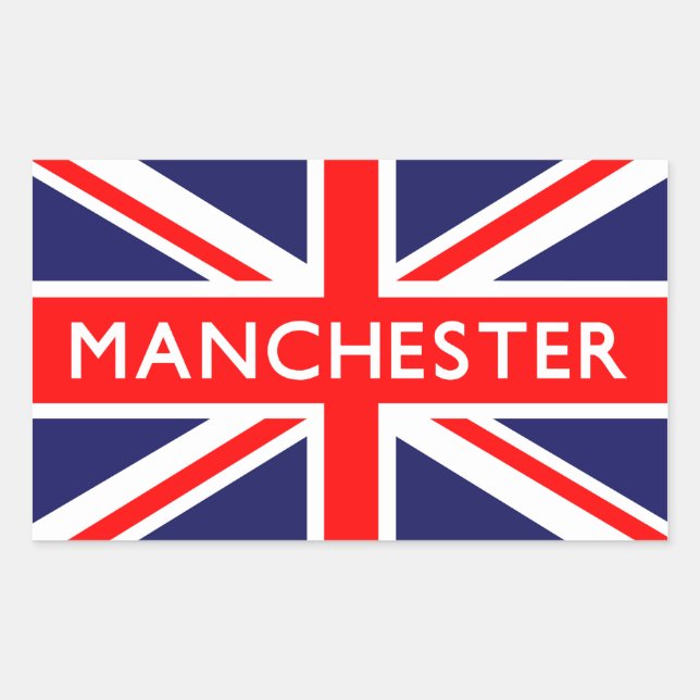 Manchester: British Flagga Rektangulärt Klistermärke (Framsida)