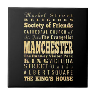 Manchester City av United Kingdom typografikonst Kakelplatta