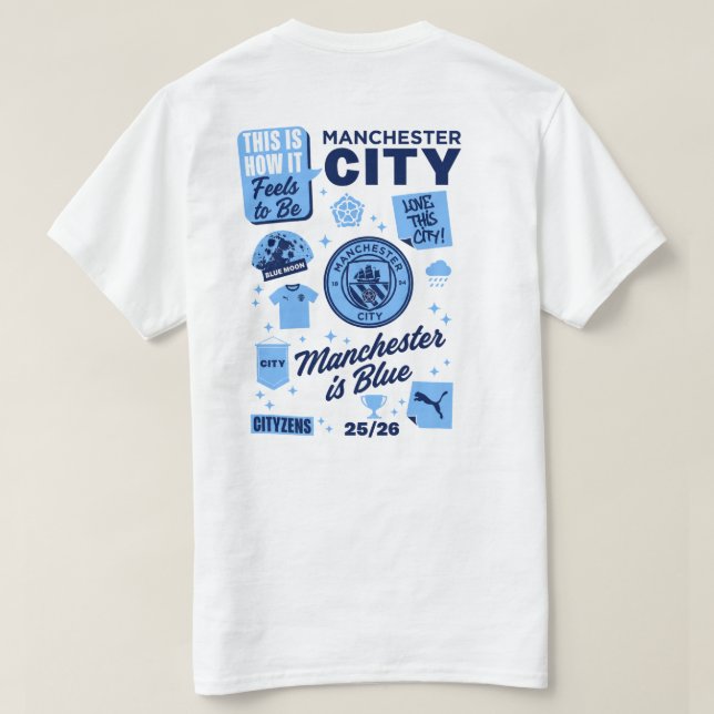 Manchester City Blå Fan Tröja Fotboll Grafisk  (Design baksida)