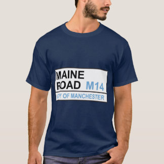 Manchester City Footballeam Maine Road Street Sign T Shirt