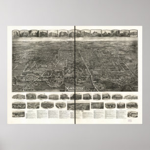 Manchester Connecticut 1914 Panoramic Karta Poster
