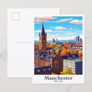 Manchester England Konst Vintage Resa Illustration Vykort