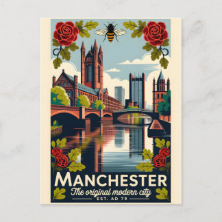 Manchester England Retro Resemålkningsaffisch Kons Helg Vykort