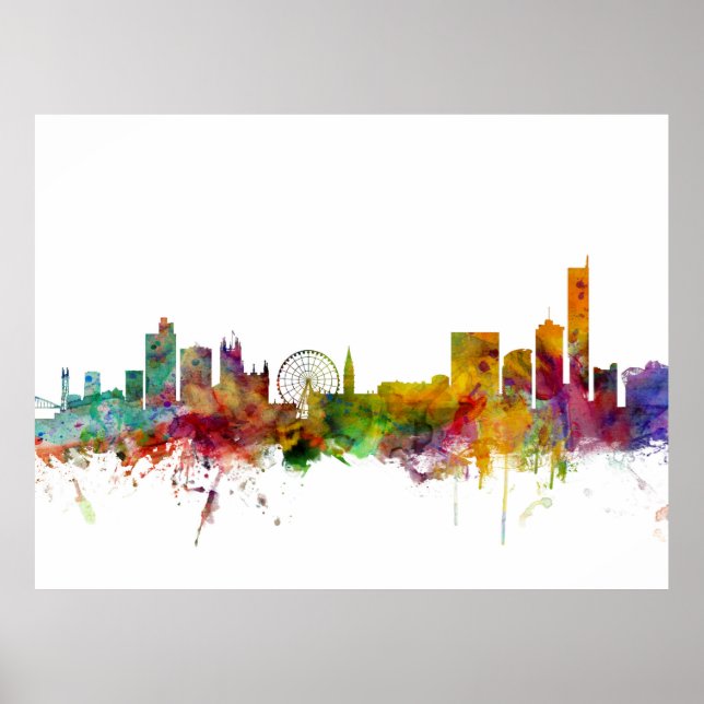 Manchester England Skyline Poster (Framsidan)