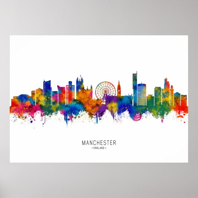Manchester England Skyline Poster (Framsidan)