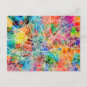 Manchester England Street City Karta Vykort