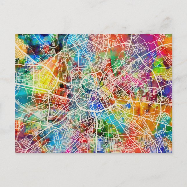 Manchester England Street City Karta Vykort (Framsida)