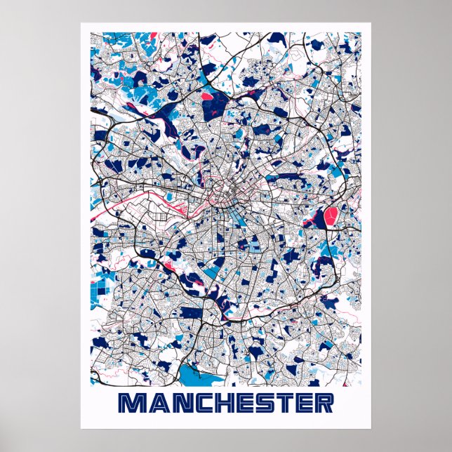 Manchester - Förenade kungariket MilkTea City Kart Poster (Framsidan)