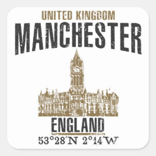 Manchester Fyrkantigt Klistermärke
