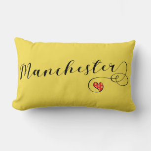 Manchester Heart Dekorativ kudde, England Lumbarkudde