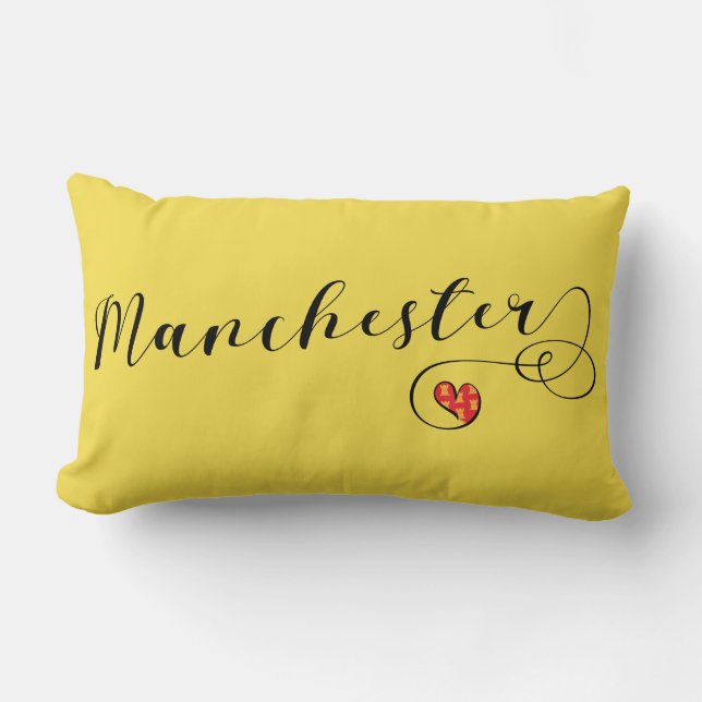Manchester Heart Dekorativ kudde, England Lumbarkudde (Framsida)