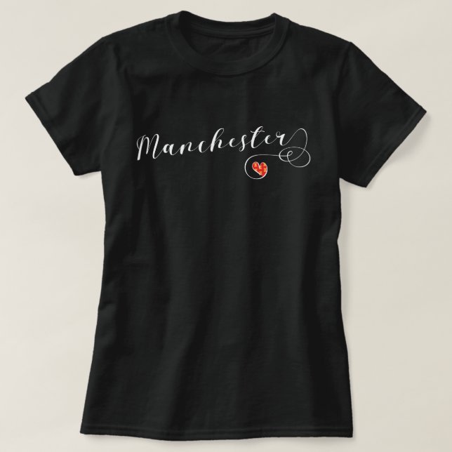 Manchester Heart Tee Shirt, England (Design framsida)