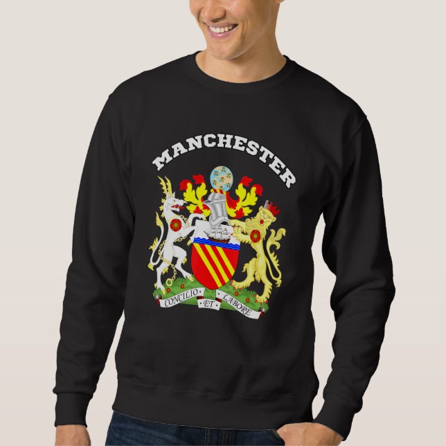 Manchester Jackar Arm Souvenir Flagga England Lång Ärmad Tröja (Framsida)