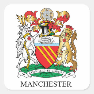 Manchester jackar om arm fyrkantigt klistermärke