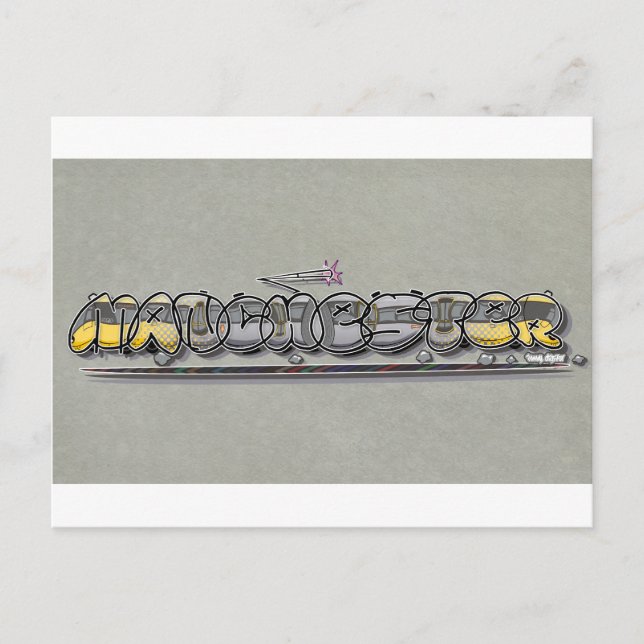 Manchester Metrolink tram graffiti tram Vykort (Framsida)