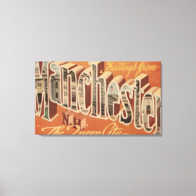 Manchester, New Hampshire - Large Brev Canvastryck (Framsida)