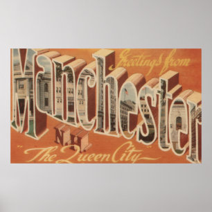 Manchester, New Hampshire - Large Brev Poster