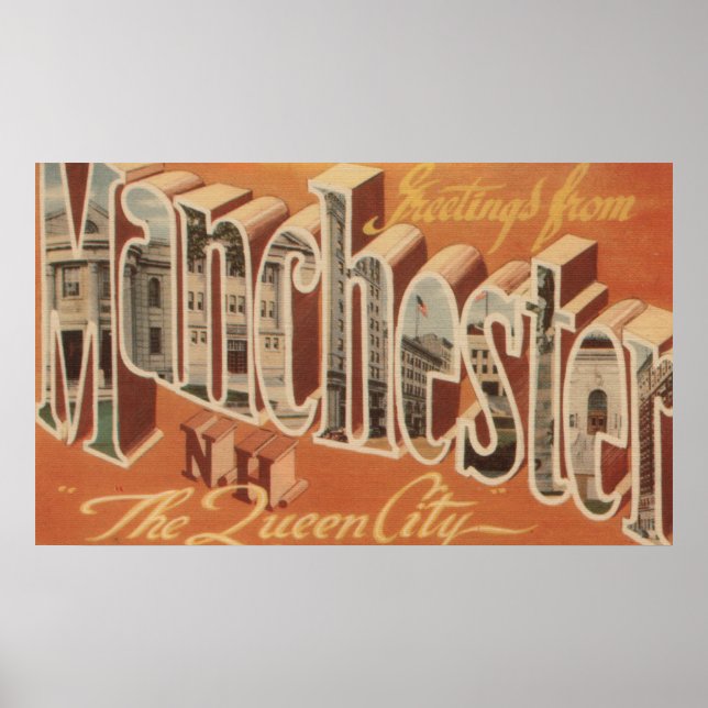 Manchester, New Hampshire - Large Brev Poster (Framsidan)