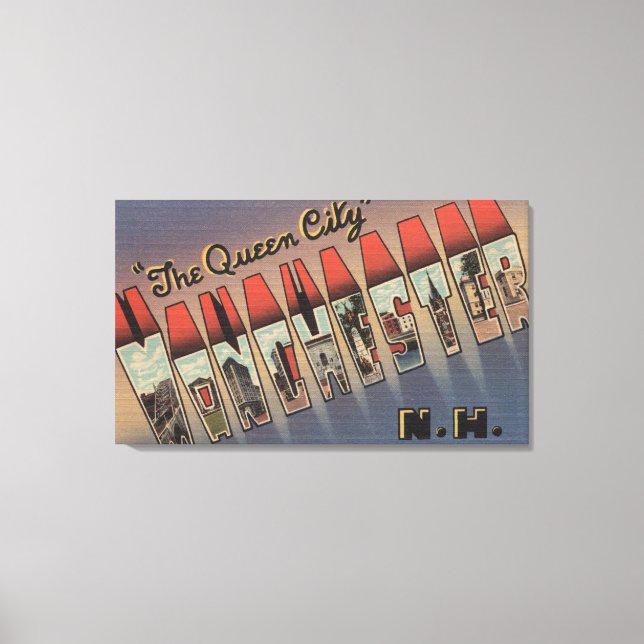 Manchester, New Hampshire - Large Brev Scenes Canvastryck (Framsida)