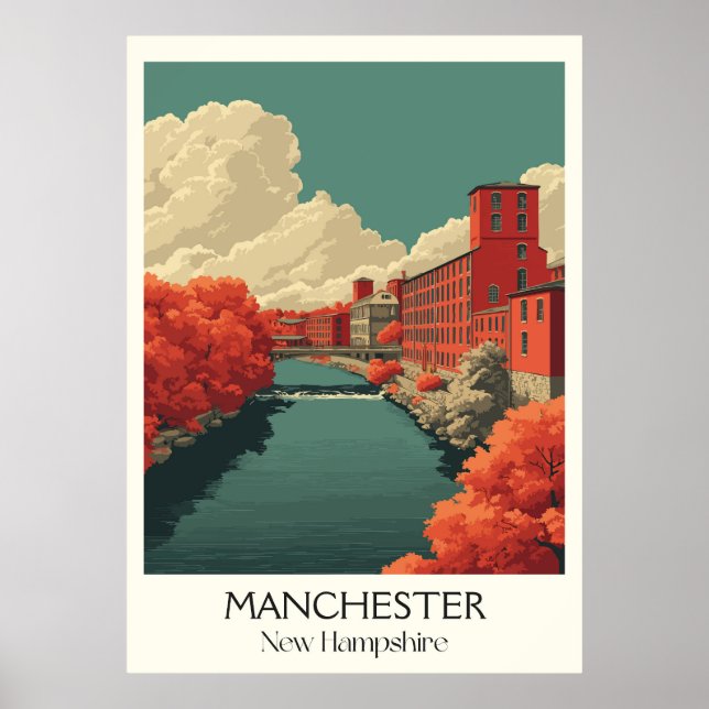 Manchester New Hampshire Mill City Poster (Framsidan)